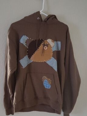 Brown Patchwork Hoodie Sweater - Men